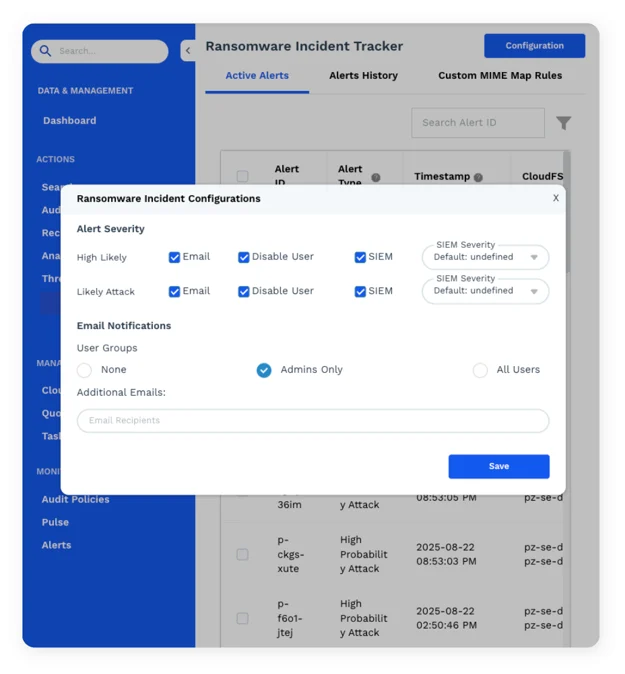 Panzura-Threat-Control-UI-settings