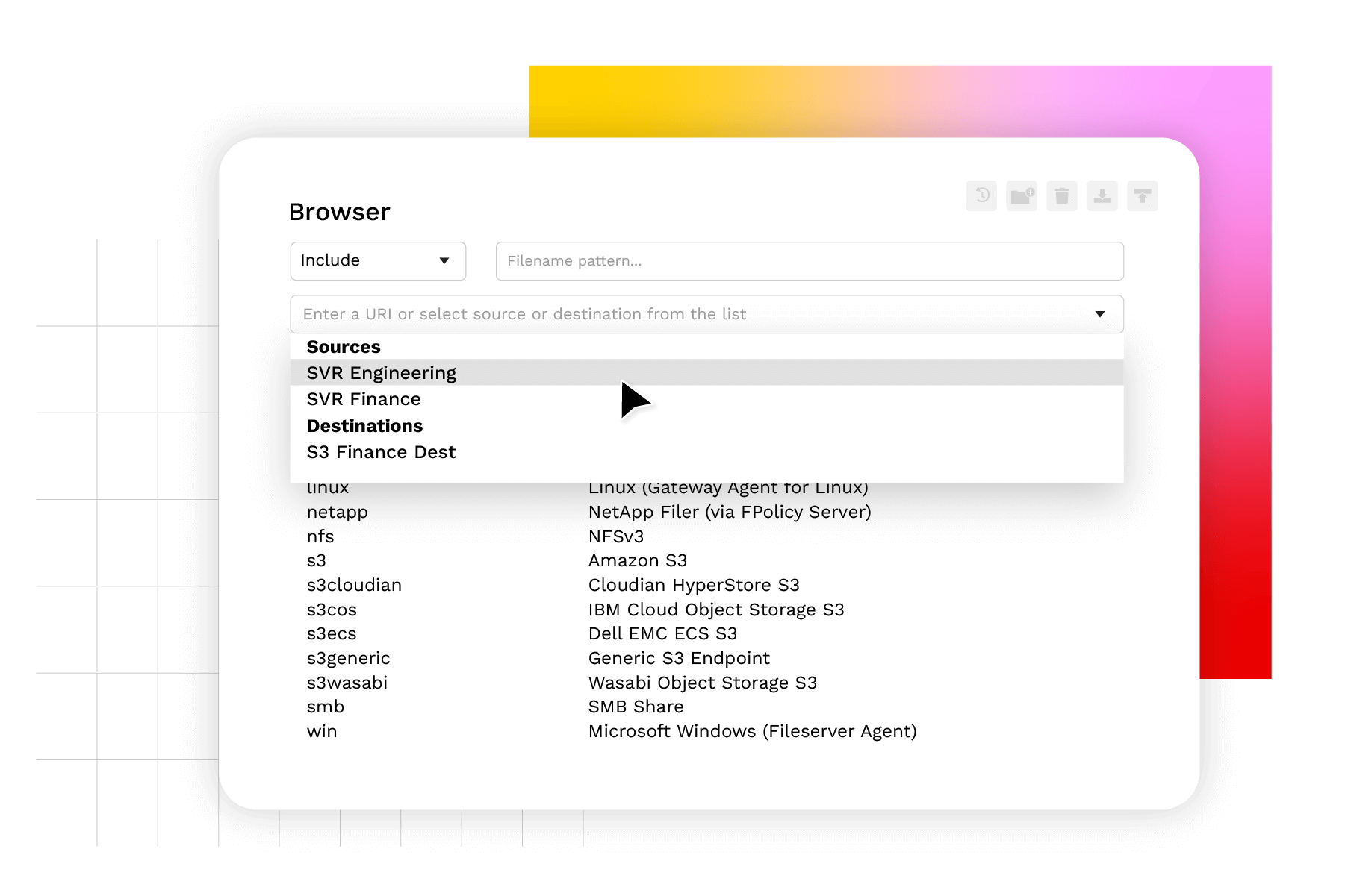 Access data sources in Symphony browser